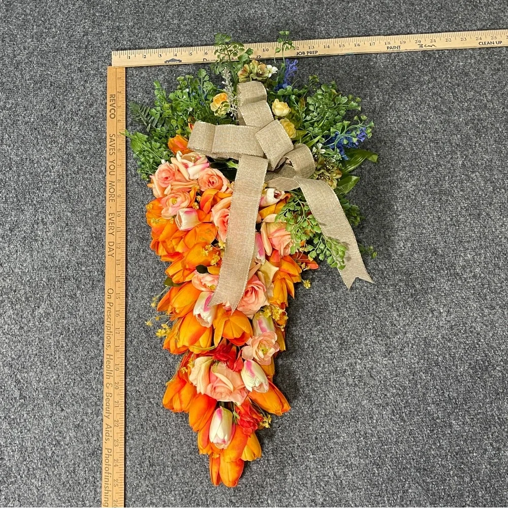 * Spring Easter Flower Carrot Wreath: Orange Tulip & Rose Mixed
